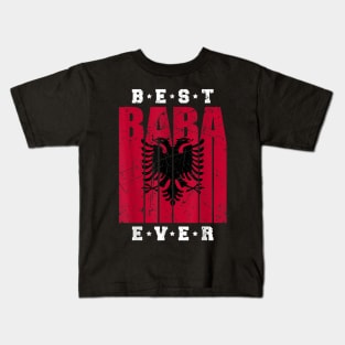 Mens Albanian Dad Fathers Day Vintage Albania Flag Shqiptar Baba Kids T-Shirt